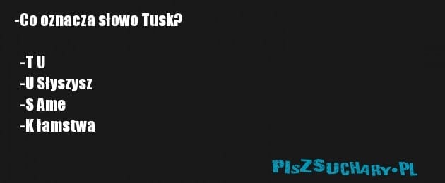 -Co oznacza słowo Tusk?

  -T U
  -U Słyszysz
  -S Ame 
  -K łamstwa